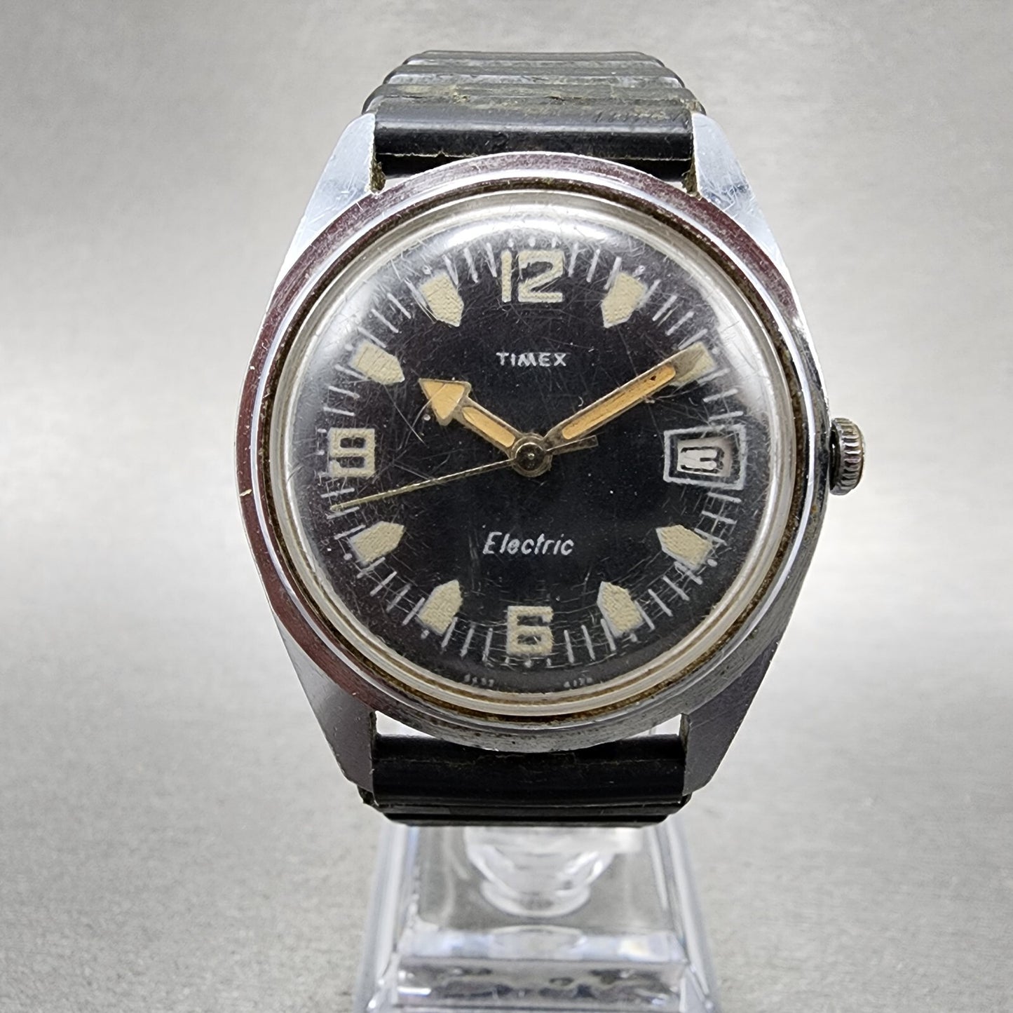 Timex Electric Skin Diver Watch Men 36mm Black Dial Steel Round PARTS0