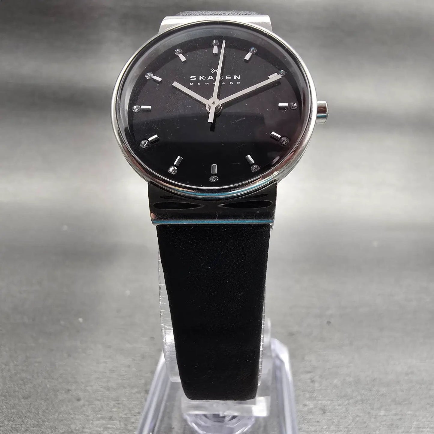 Skagen Ancher Watch Women 26mm Black Dial Silver Tone Round SKW2193 New Battery5