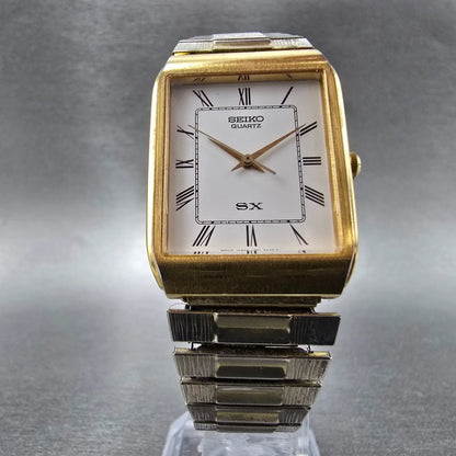 Seiko SX Tank Watch Men 25mm White Dial Gold Tone V701-5K00 VTG PARTS6