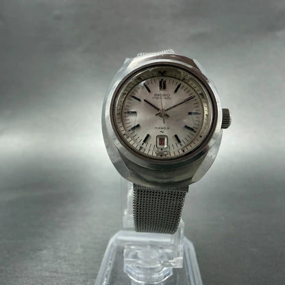 Seiko Matic Lady Watch Women 27mm Silver Dial Silver Tone Date 2517-0520 Runs6