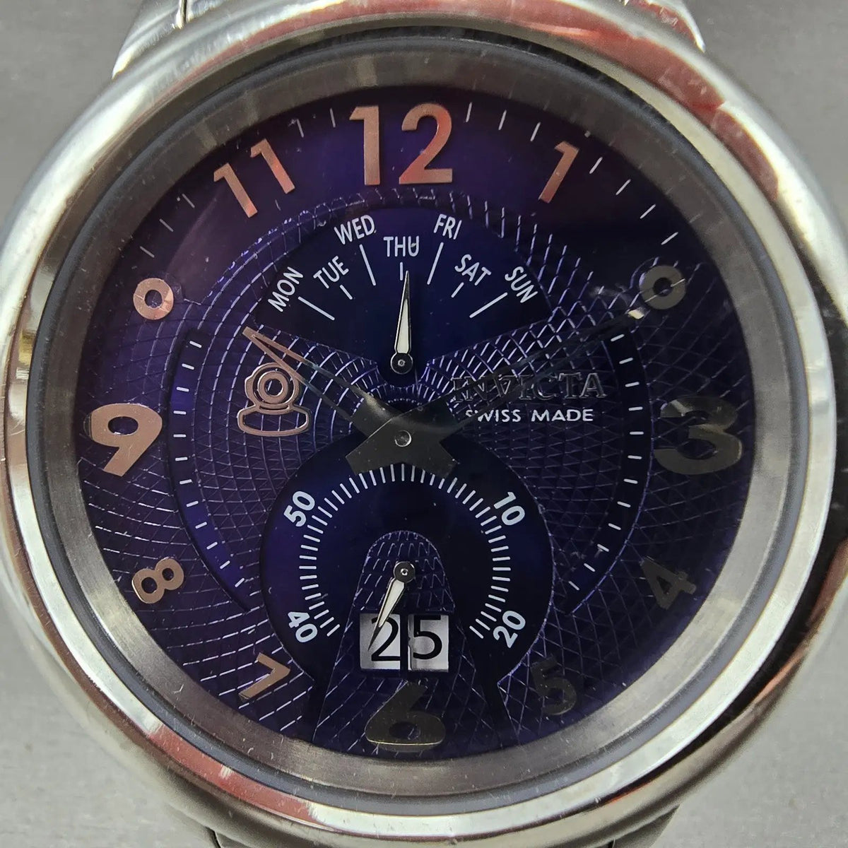 Invicta Russian Diver Watch Men 52mm Blue Dial Steel Daydate Round New Batt 52121