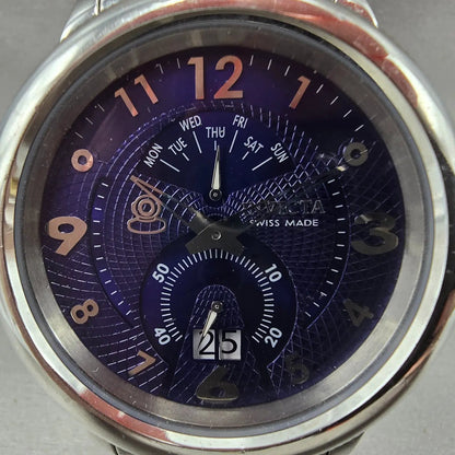 Invicta Russian Diver Watch Men 52mm Blue Dial Steel Daydate Round New Batt 52121