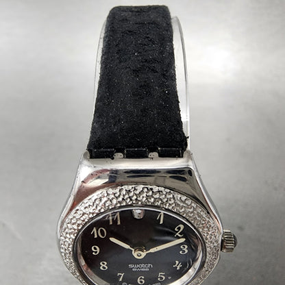 Swatch Irony Uccello Watch Women 25mm Black Dial Steel Round YSS152 New Battery