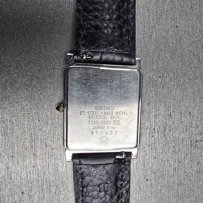 Seiko Dolce Tank Watch Men 27mm Champagne Dial Two Tone 7730-5020 New Batt JDM10