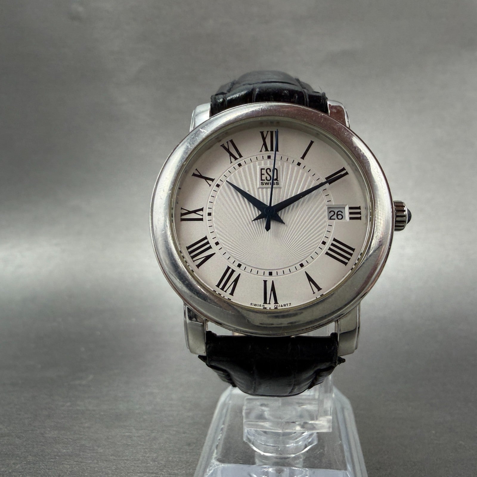 ESQ Watch Men 37mm White Dial Silver Tone Date Round E5349 PARTS6