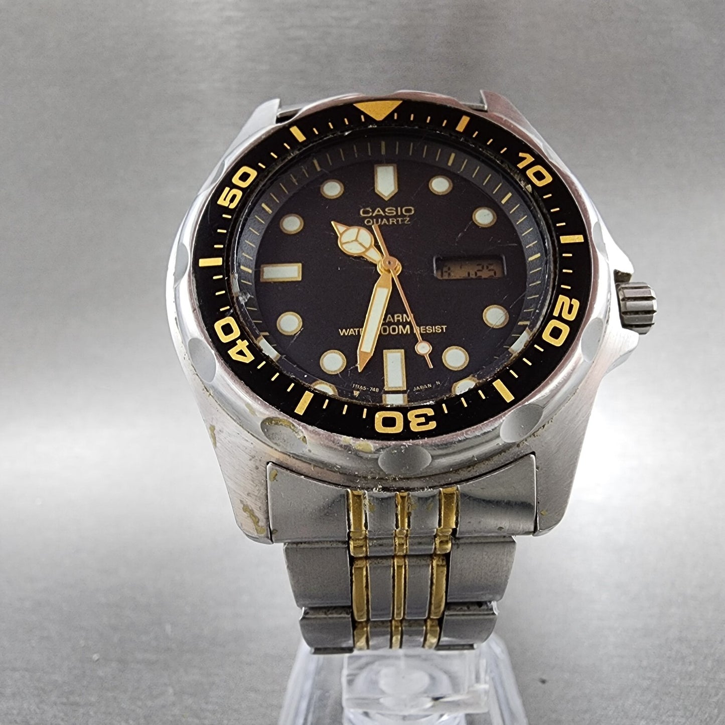 Casio MMA200 Dive Watch Men 42mm Black Dial Steel Analog Digital READ!!!!! Runs6