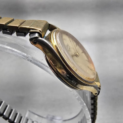 Seiko Watch Women 22mm Champagne Dial Gold Tone Round 5420-0049 New Battery VTG3