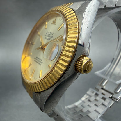 Elgin President Watch Men 36mm Champagne Dial Two Tone Date Round Automatic Runs2
