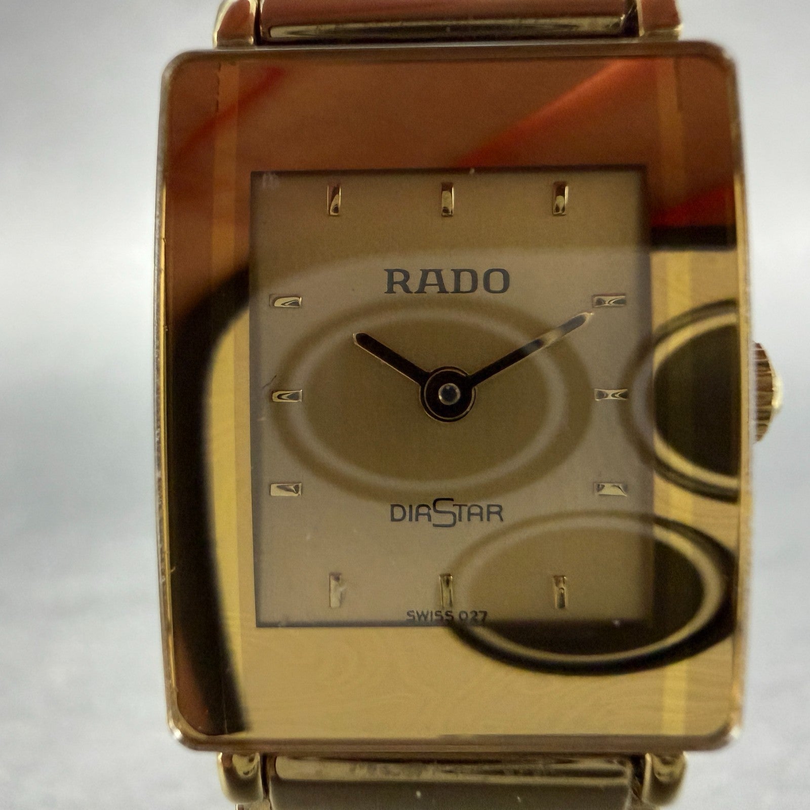 Rado Diastar Tank Watch Women 18mm Champagne Dial Gold Tone 153.0283.3 New Batt1