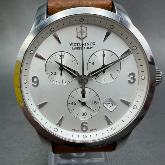 Victorinox Swiss Army Alliance Chronograph Watch Men 42mm Silver Dial Steel Runs0