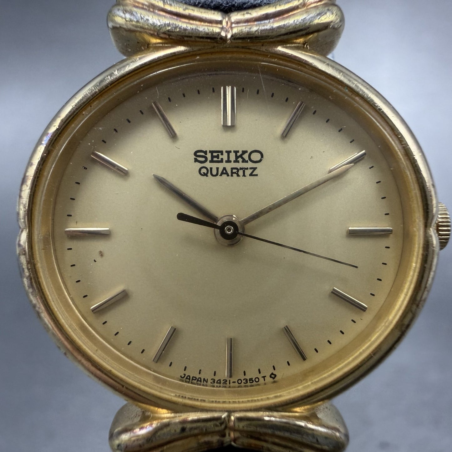 Seiko Watch Women 24mm Champagne Dial Gold Tone Oval 3421-5150 New Battery1
