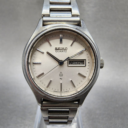 Seiko Watch Women 27mm White Dial Silver Tone Daydate Round 43030030 New Batt0