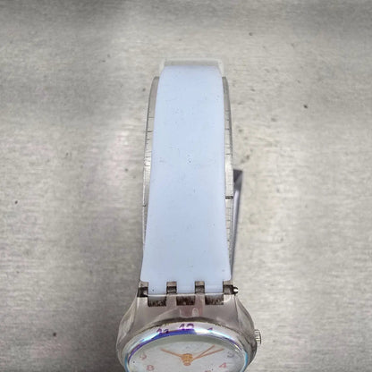 Swatch CASUAL BLUE Watch Women 25mm Blue Dial Clear Case Round LK396 New Battery4