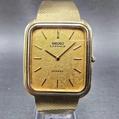 Seiko Lassale Tank Watch Men 27mm Champagne Dial Gold Tone 9300-5159 PARTS VTG0