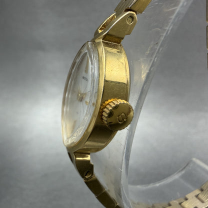 Seiko Solar Watch Women 15mm Silver Dial Gold Tone Manual Wind 107001 Runs VTG2