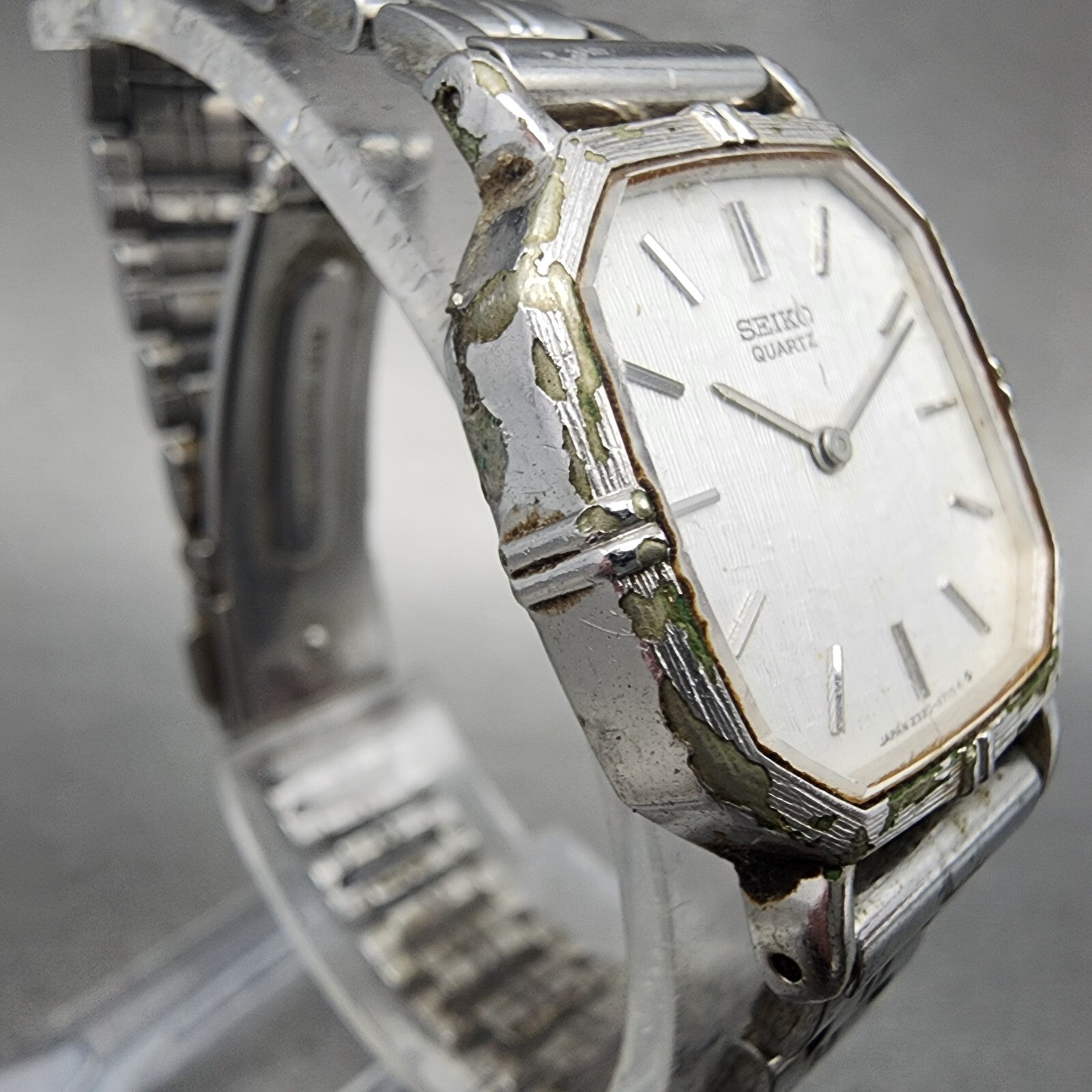 Seiko Watch Women 21mm Silver Dial Silver Tone Rectangle 23205920 New Battery4