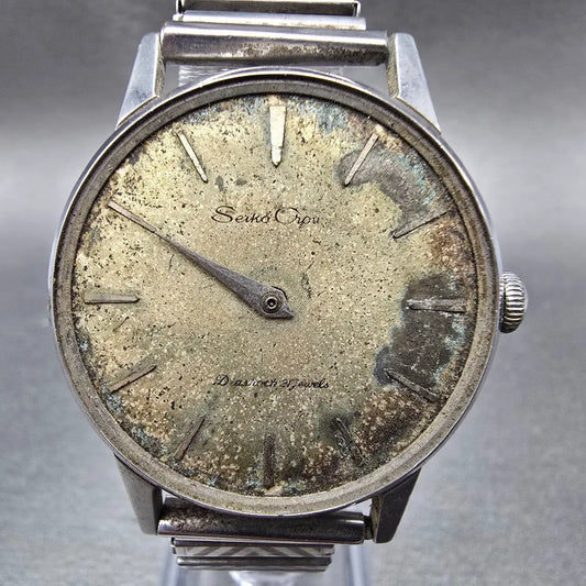 Seiko Crown Watch Men 34mm Gray Silver Stainless Case J14096ED JDM VTG PARTS0