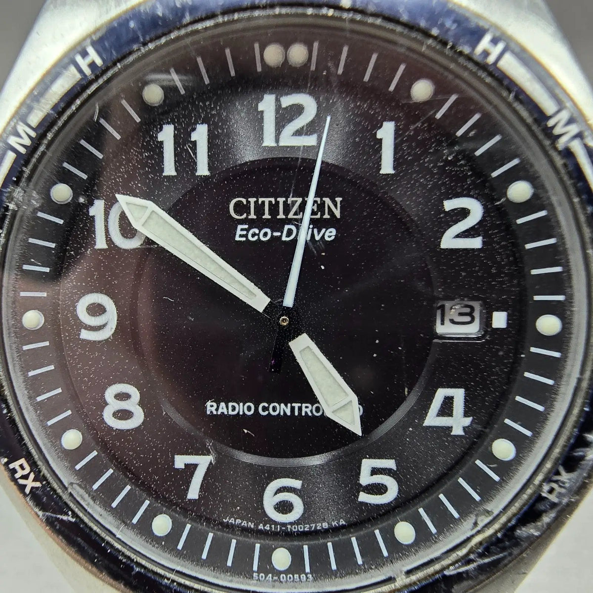 Citizen Eco-Drive Watch Men 40mm Black Dial Steel A411-T001521 Round PARTS!!2