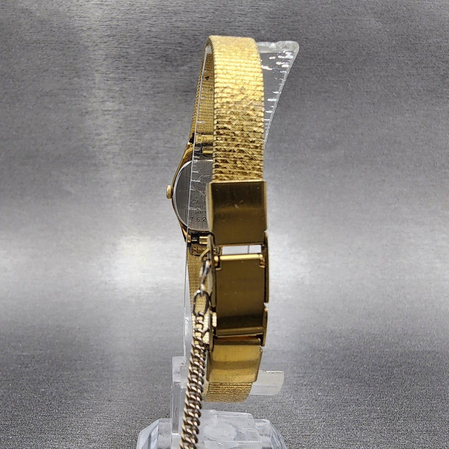 Vintage Seiko Watch Women 17mm Gold Dial Gold Tone Hexagon 4N015021 New Batt A17