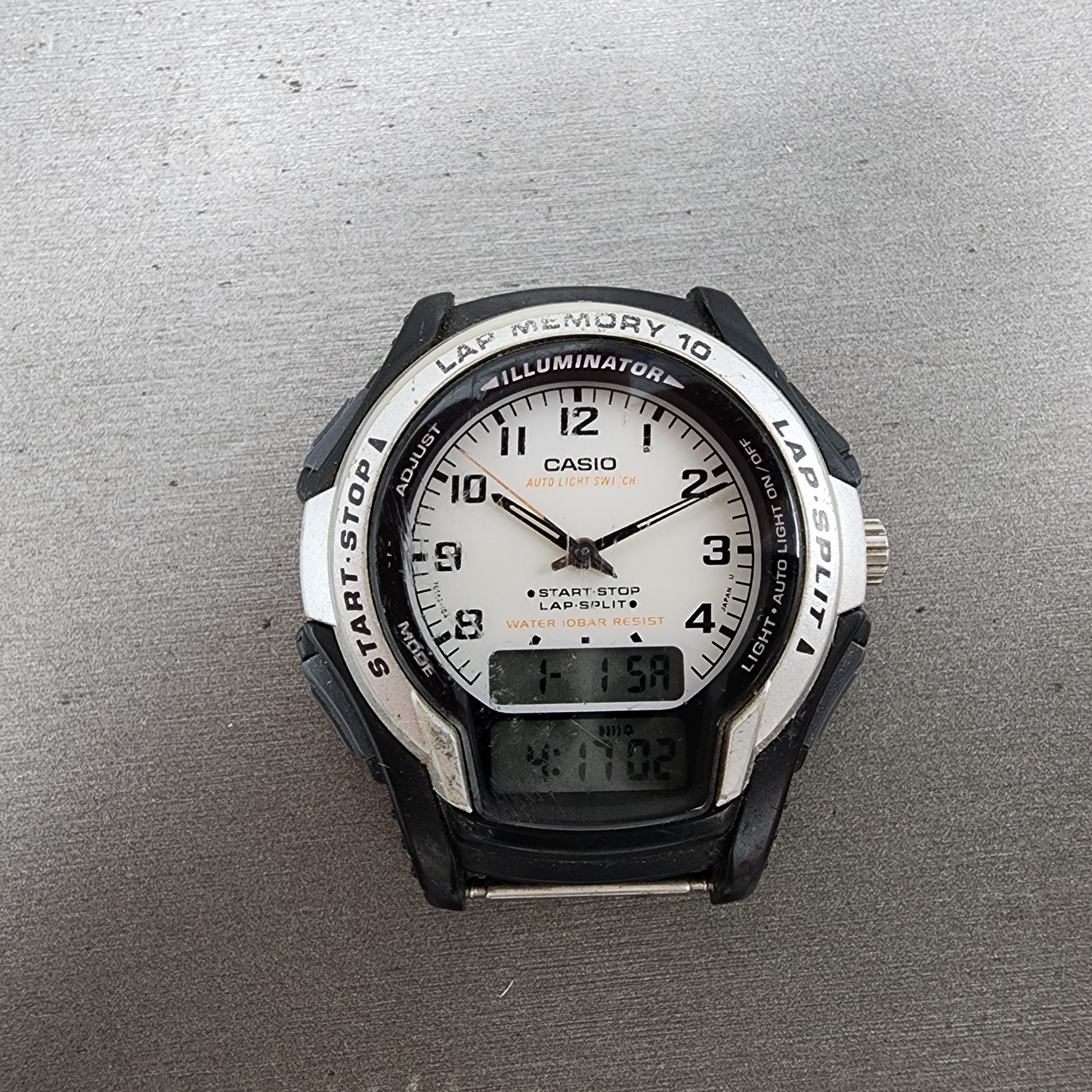 Casio Illuminator WS300 Watch Men 42mm White Dial Black Analog Digital New Batt0