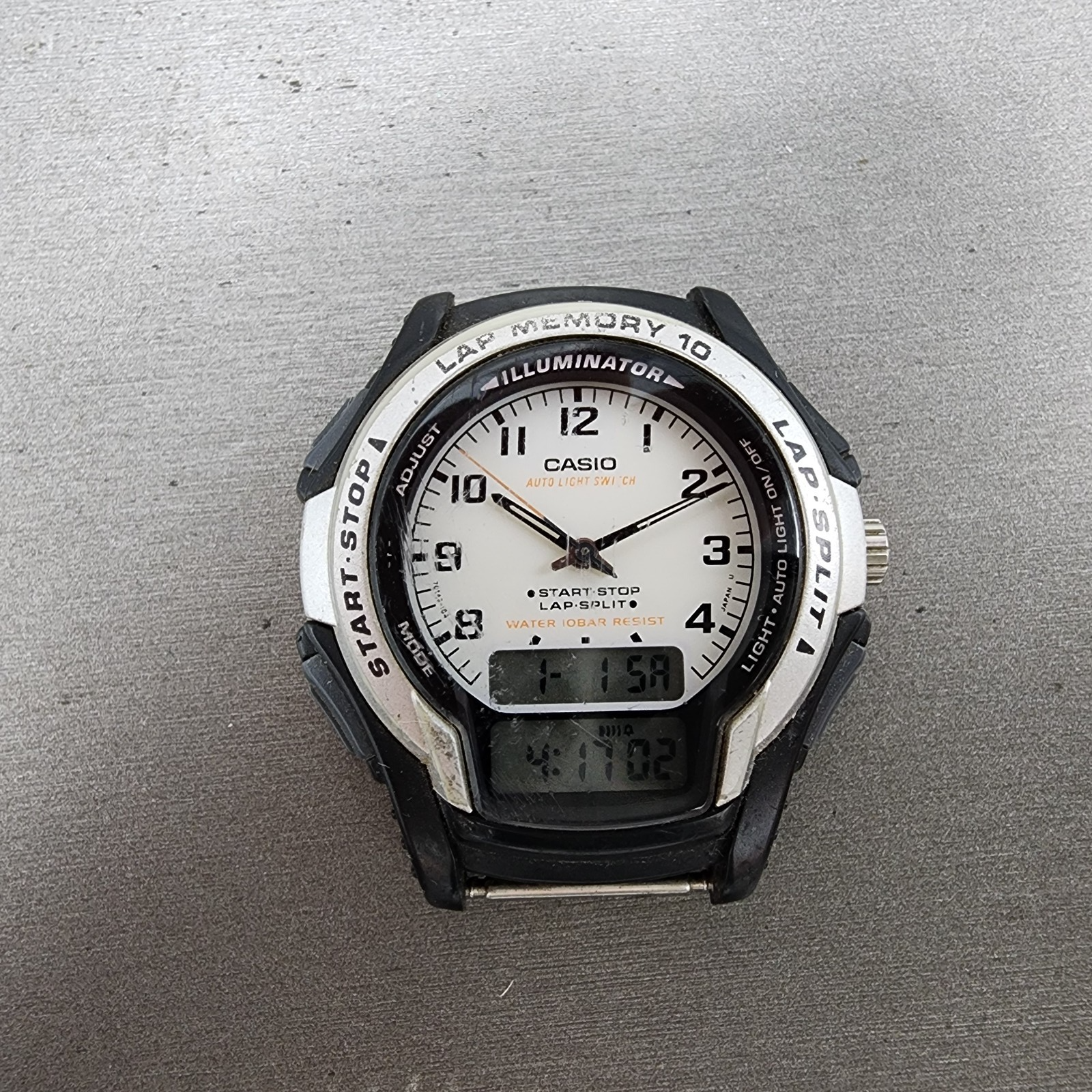 Casio Illuminator WS300 Watch Men 42mm White Dial Black Analog Digital New Batt0