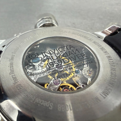 Invicta Russian Diver Watch Men 52mm Skeleton Dial Silver Tone Manual 1088 Runs10
