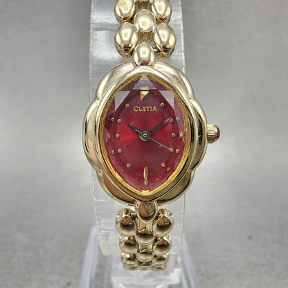 Citizen Watch Women 18mm Red Dial Gold Tone Oval 5431H14762 New Battery0