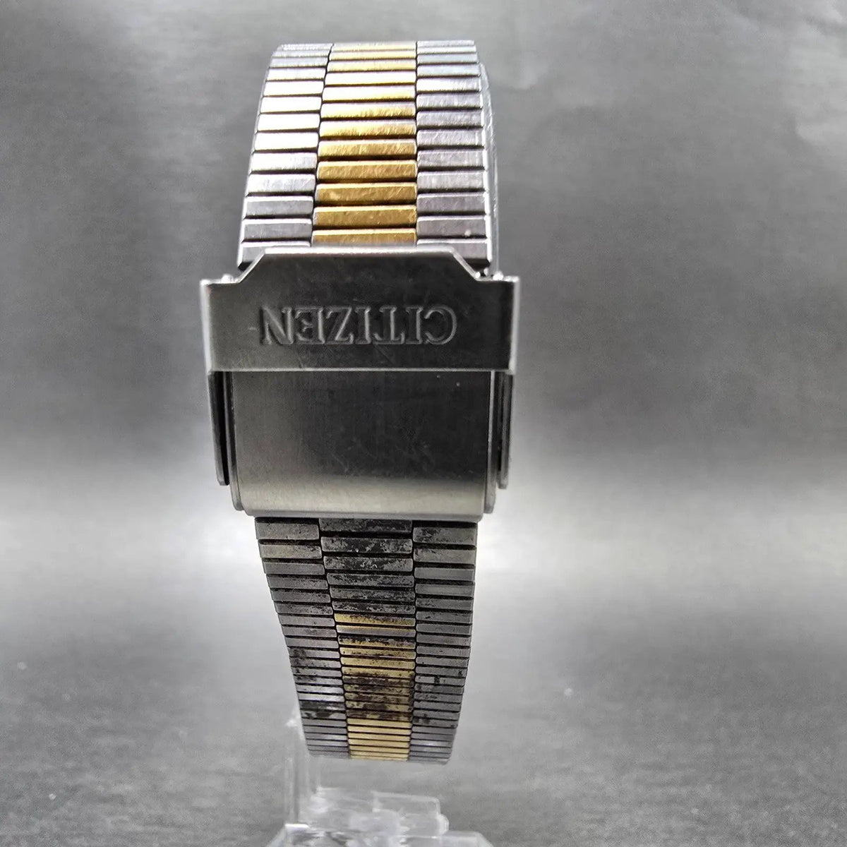 Citizen CQ Watch Men 33mm Gold Dial Two Tone Daydate Rectangle 1250-214609 PARTS8