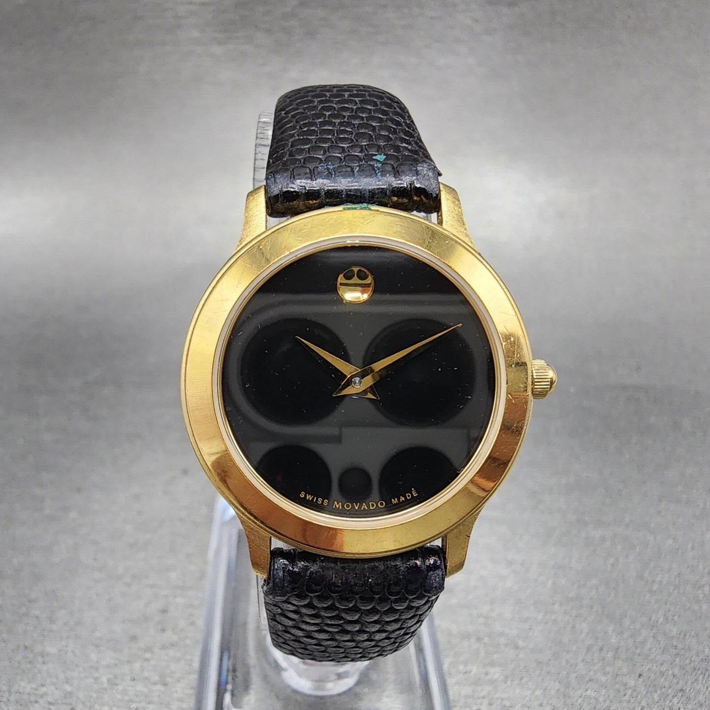 Movado Museum Watch Women 26mm Black Dial Gold Tone Round 87 E4 0814 New Batt0
