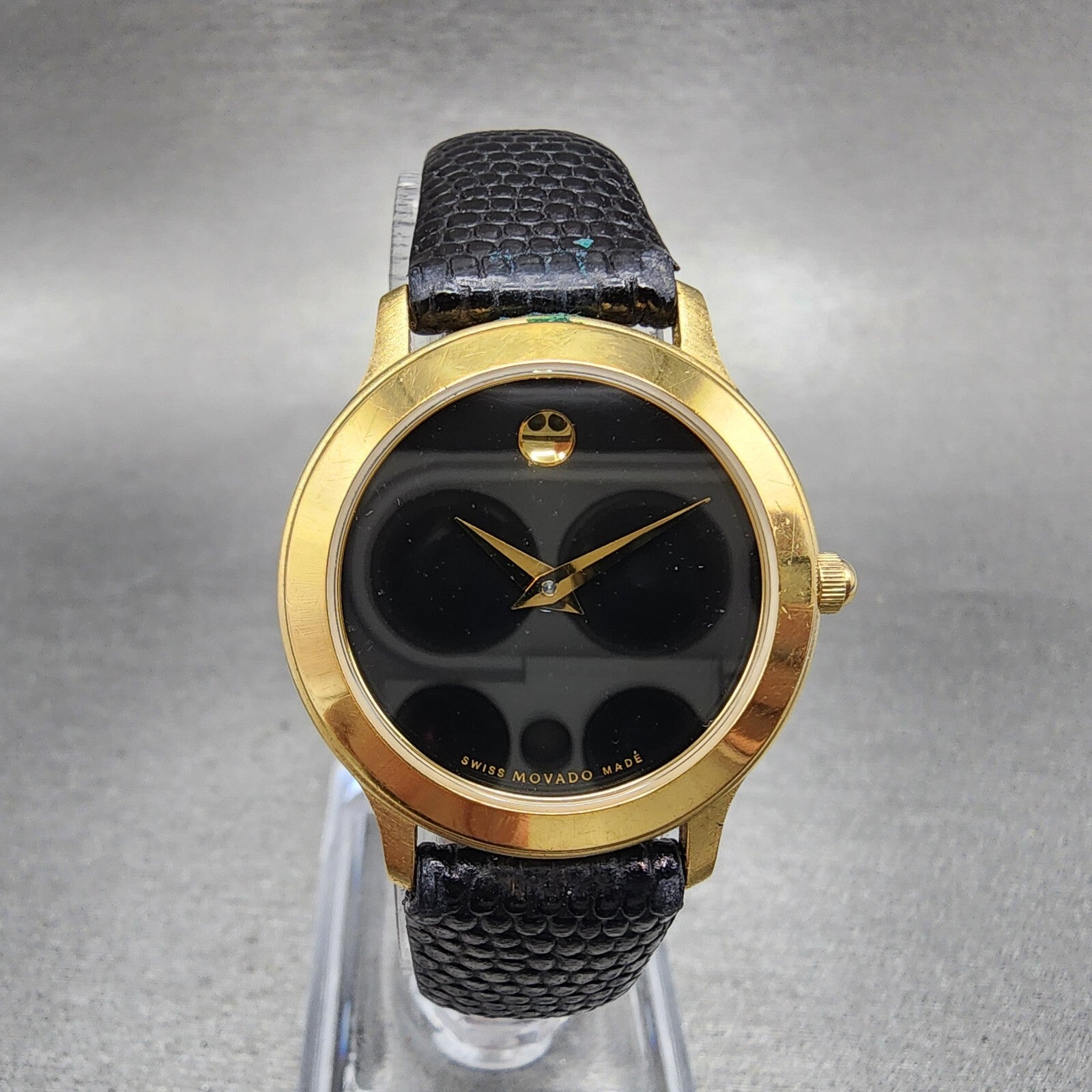 Movado Museum Watch Women 26mm Black Dial Gold Tone Round 87 E4 0814 New Batt0