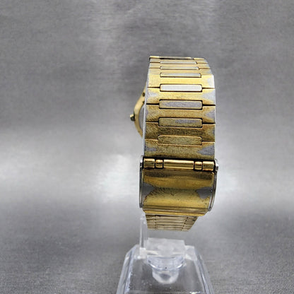 Seiko Watch Men 32mm Gold Dial Gold Tone Round 78006009 New Battery Vintage7