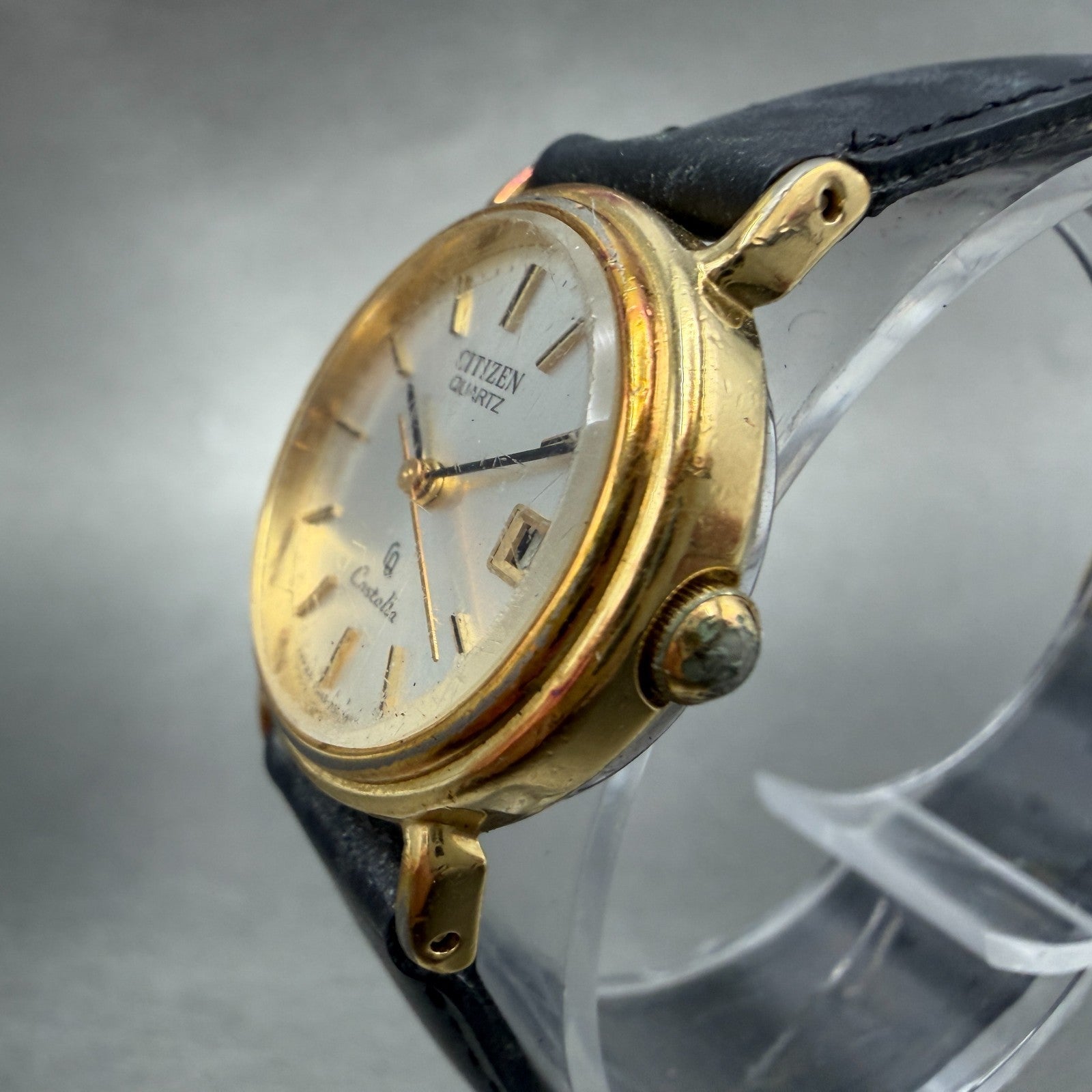 Citizen Castalia Watch Women 24mm Silver Dial Gold Tone Date Round New Battery2
