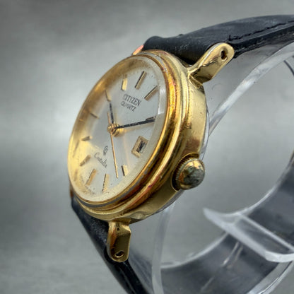 Citizen Castalia Watch Women 24mm Silver Dial Gold Tone Date Round New Battery2