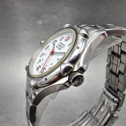 Wenger Swiss Military Watch Women 29mm White Dial Silver Tone Date 79040 New Bat2