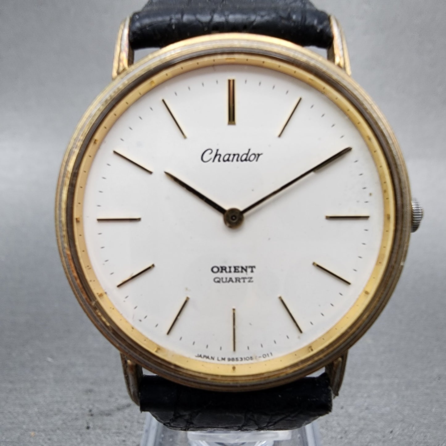 Orient Chandor Watch Men 32mm White Dial Gold Tone Round  New Battery1