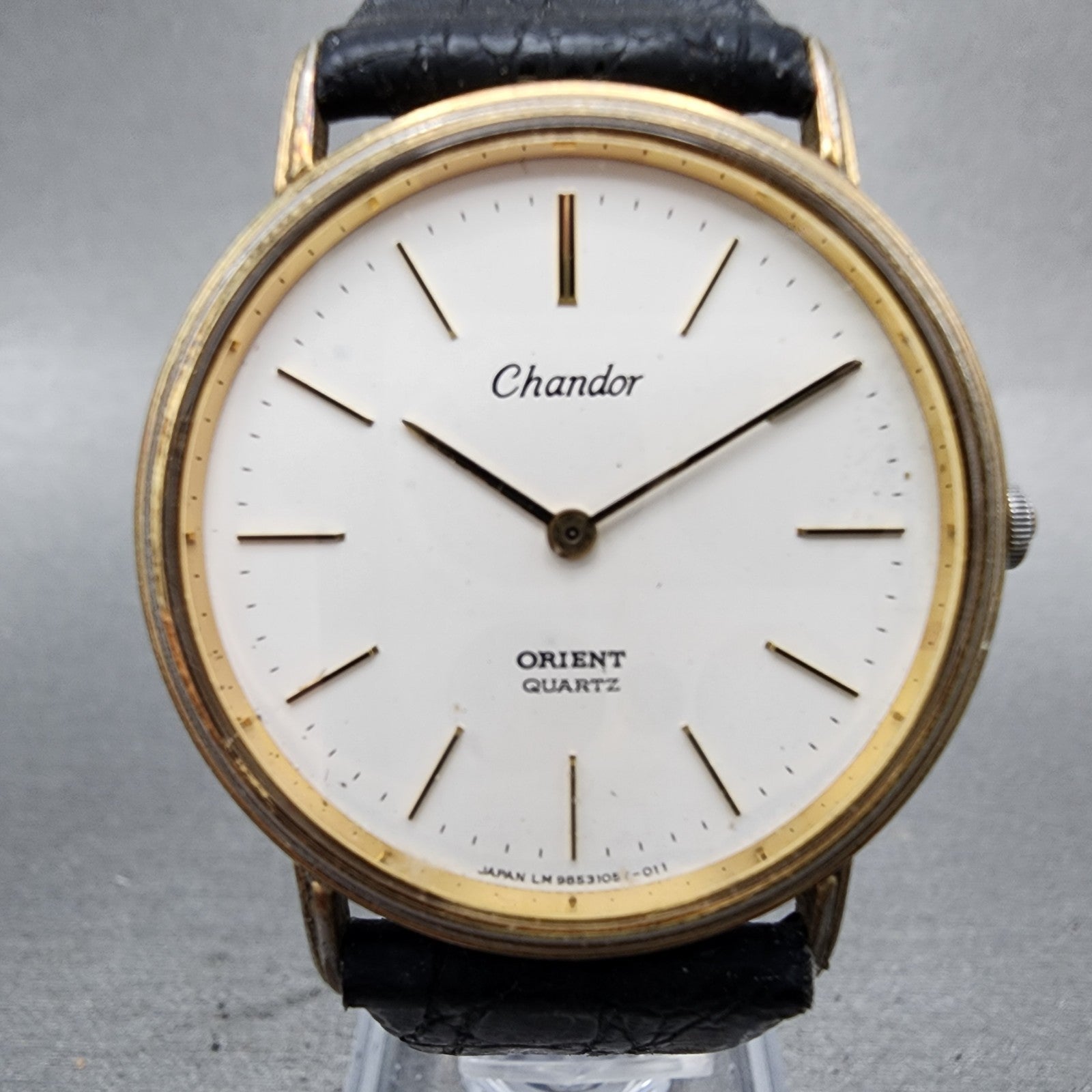 Orient Chandor Watch Men 32mm White Dial Gold Tone Round  New Battery1