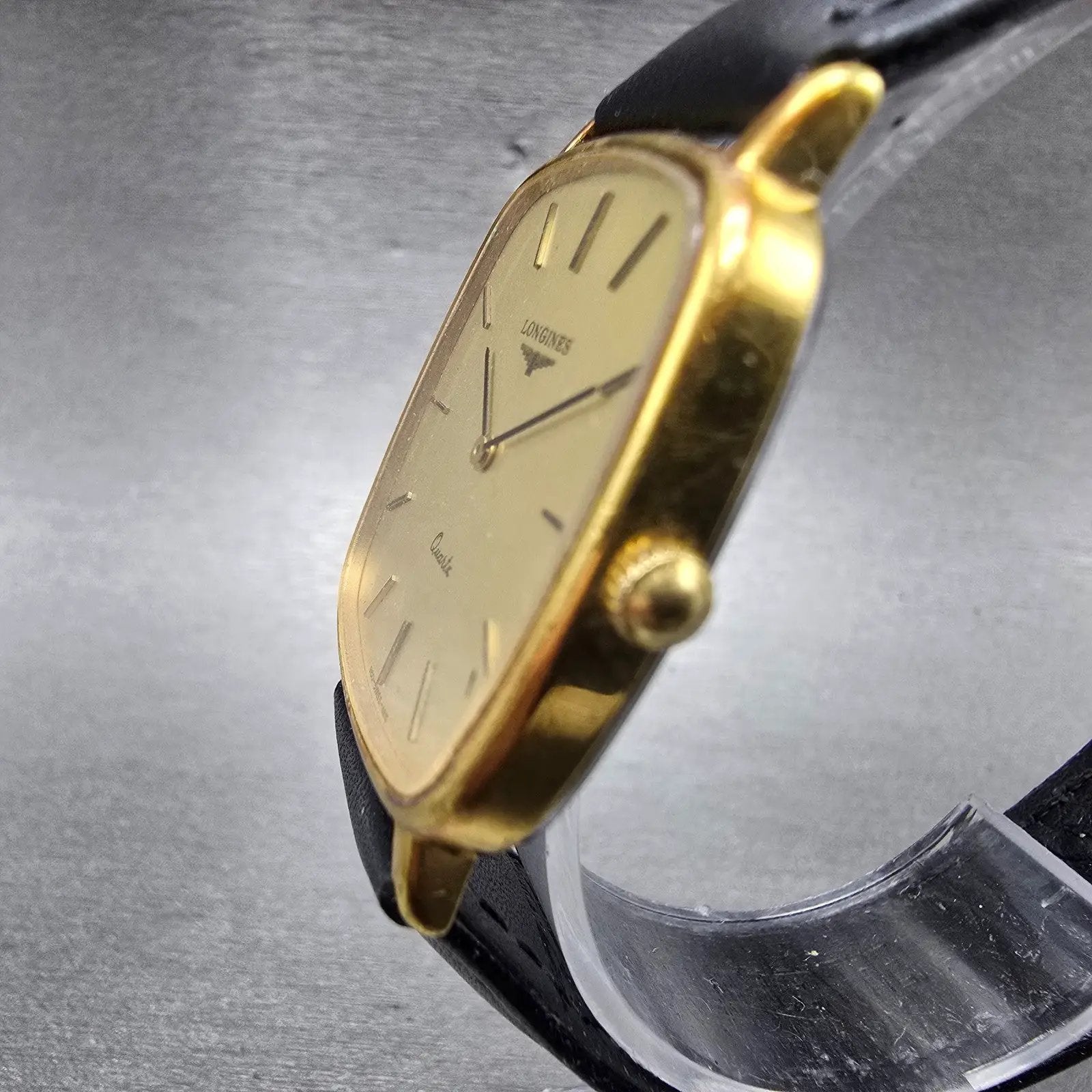 Longines Watch Men 30mm Gold Dial Gold Tone Rectangle 960 6215 New Battery2
