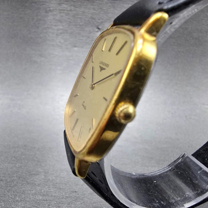 Longines Watch Men 30mm Gold Dial Gold Tone Rectangle 960 6215 New Battery2