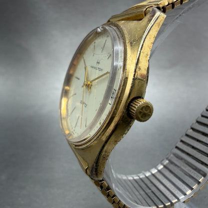 Hamilton Watch Men 34mm Cream Dial Gold Tone Date Round NO CASEBACK New Battery2