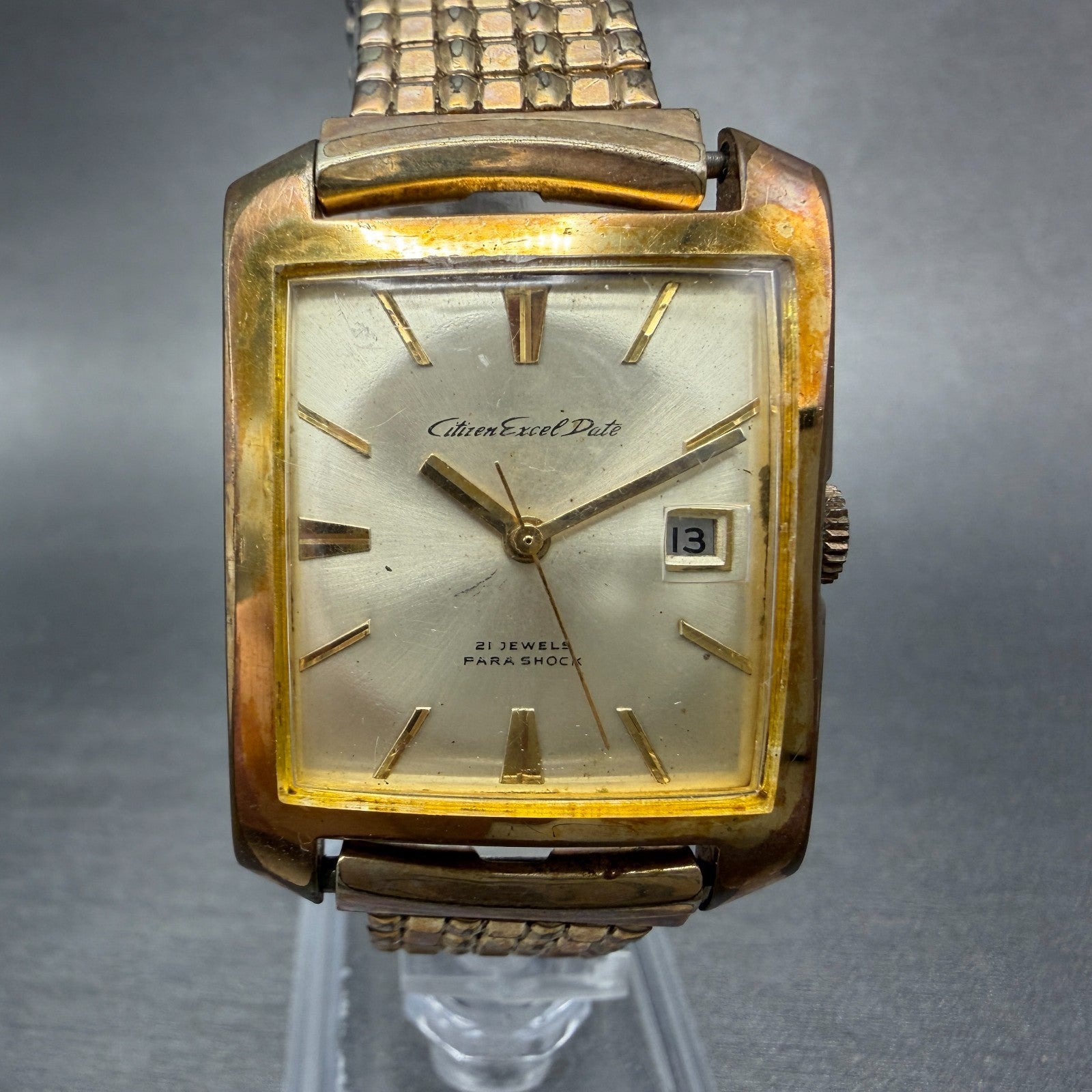 Citizen Excel Date Watch Men 29mm Champagne Dial Gold Plated Manual Wind Runs0