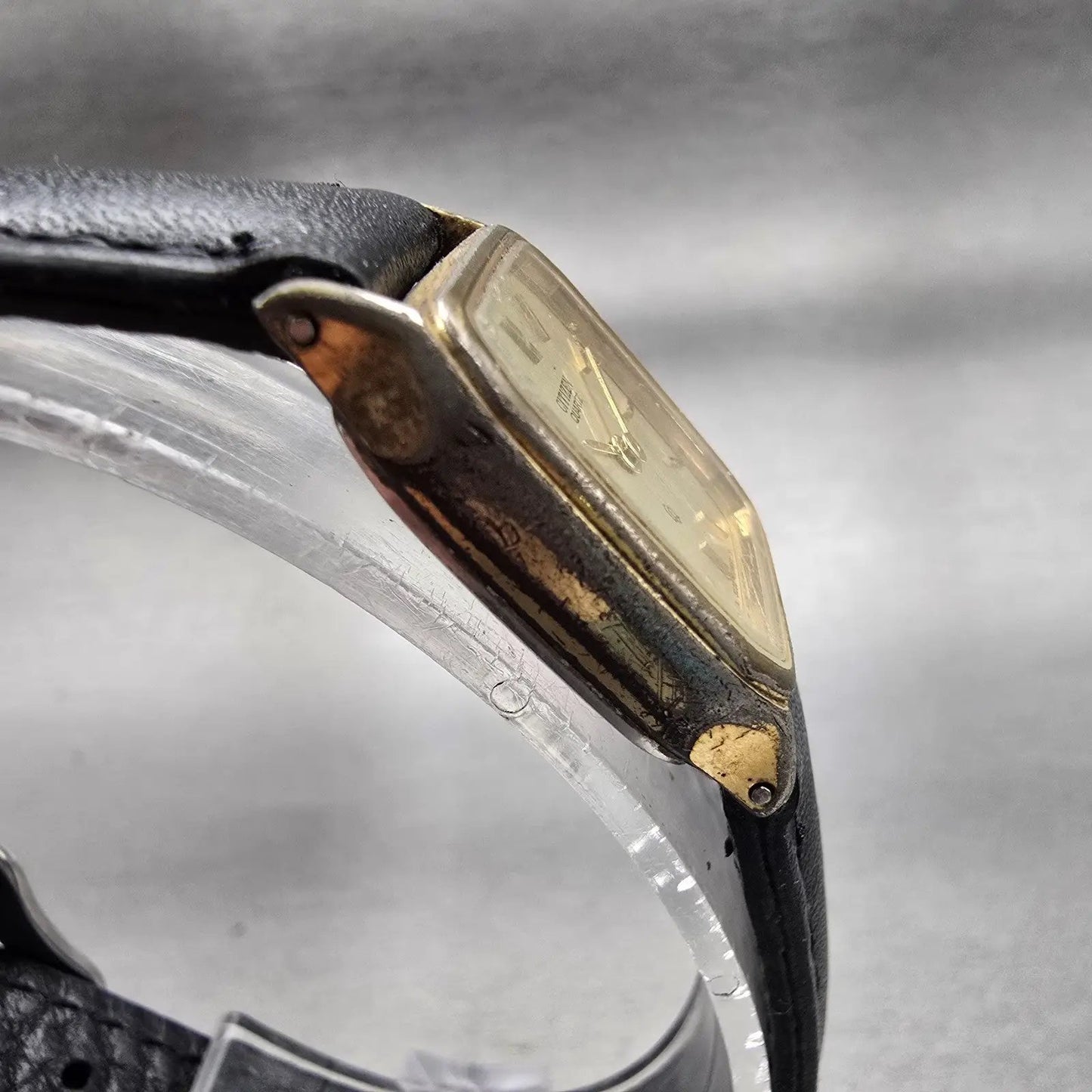 Citizen CQ Watch Women 20mm Gold Dial Gold Tone Rectangle 3220-320697 New Batt3