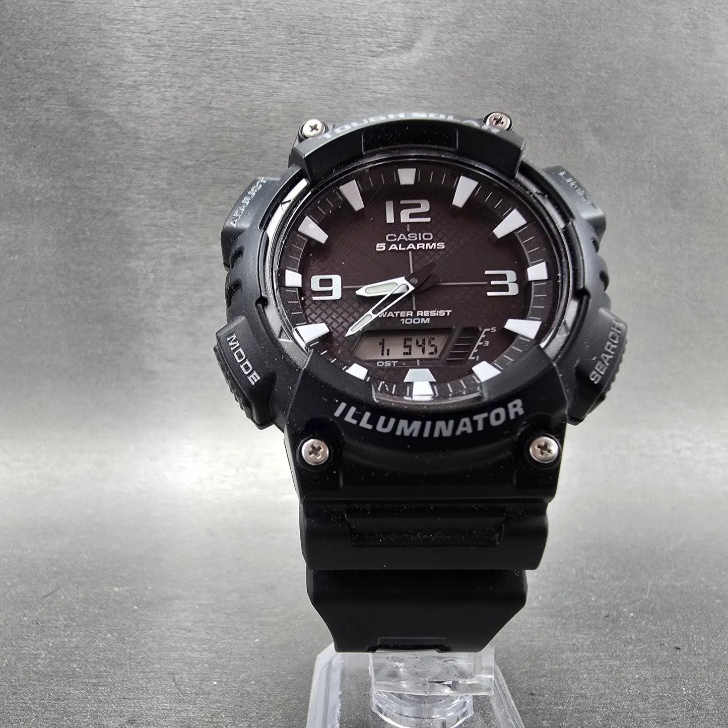 Casio AQ-S810W Watch Men 47mm Black Alarm Chronograph Analog Digital Solar Runs5