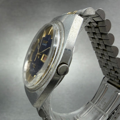 Seiko SQ Watch Men 35mm Blue Dial Two Tone Daydate Round 7123-8450 New Battery2