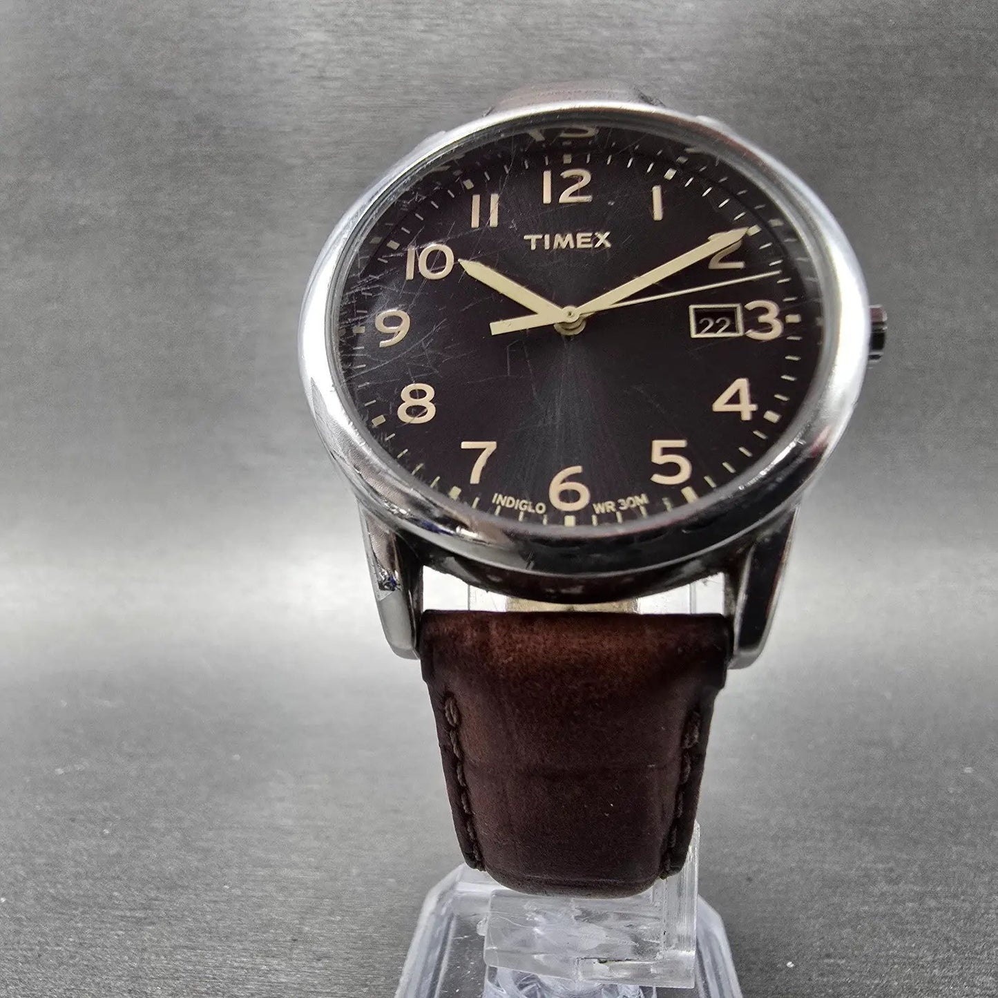 Timex South Street Watch Men 35mm Black Dial Silver Tone Date T2N948 New Battery5