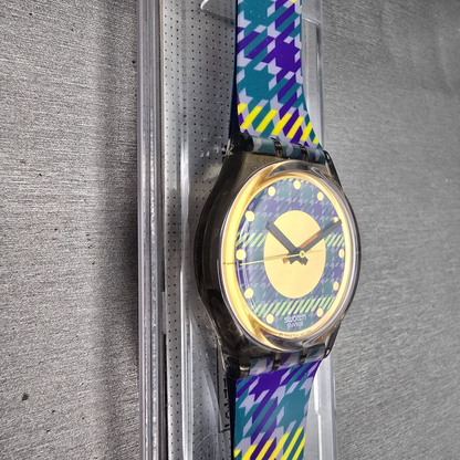 Swatch Tailleur Watch Men 34mm Gold Dial Gray Case Round GM109 New Battery NOS5