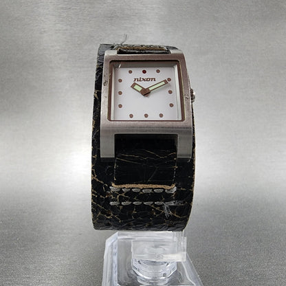 Nixon The Lizzie Watch Women 22mm White Dial Steel Leather Band New Battery