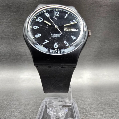 Swatch Big Seven Watch Men 34mm Black Dial Daydate GB730 Round New Battery VTG5
