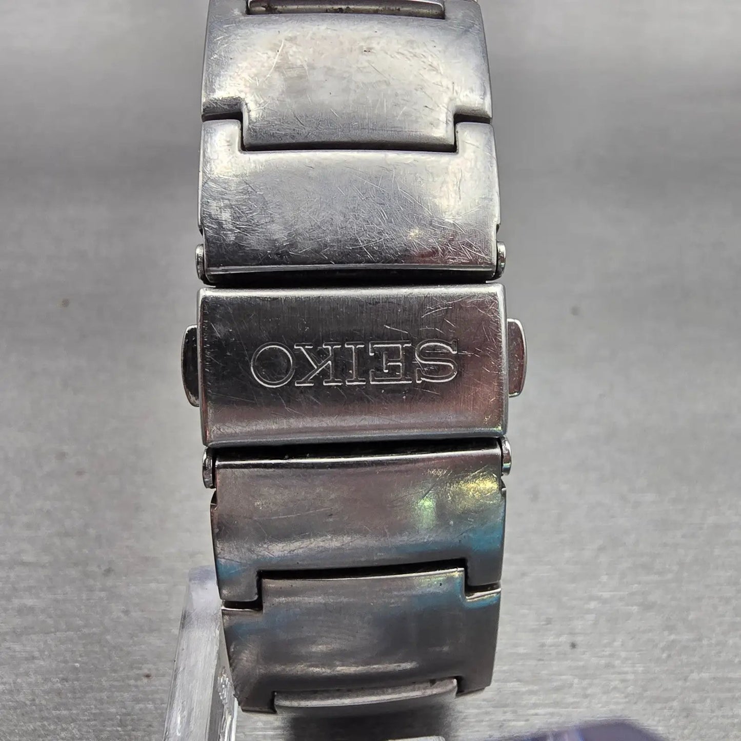 Seiko Watch Men 32mm Silver Dial Silver Tone Date Rectangle 7N32-0AL0 New Batt D7
