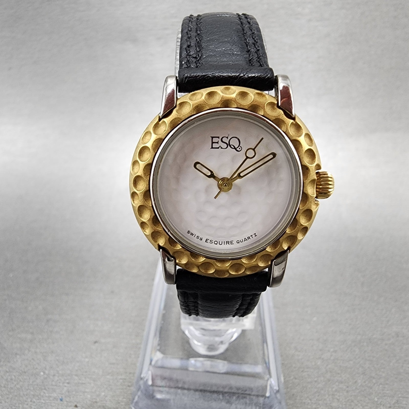 ESQ Watch Women 28mm White Dial Two Tone Round 100216 Golf Ball New Battery0
