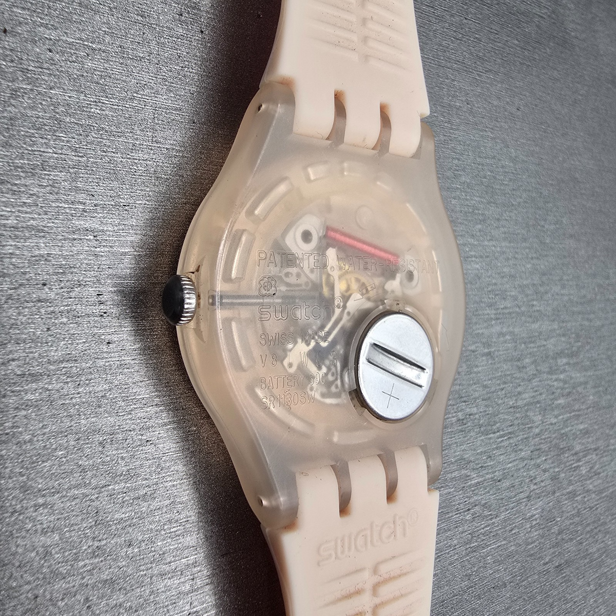 Swatch Rose Rebel Watch Men 41mm Pink Dial Pink Tone Daydate SUOT700 New Batt CH12